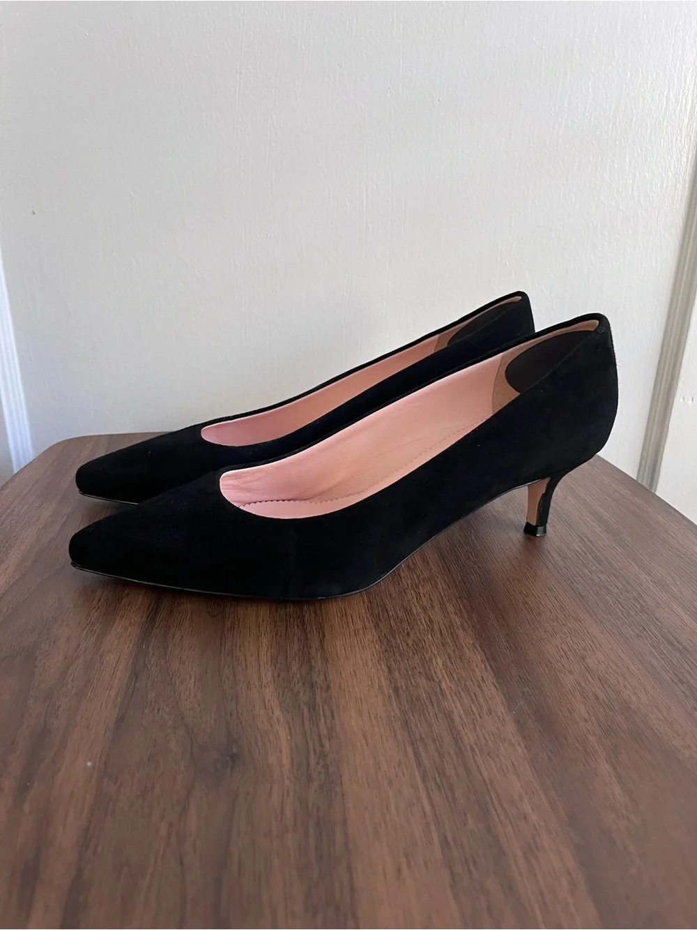 J.Crew Black Suede Kitten Heel Pumps Size 8 Pointed Toe